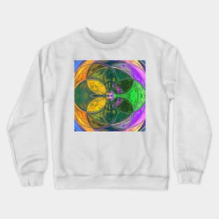 Mosaic Kaleidoscope Flower Yellow Green and Pink Crewneck Sweatshirt